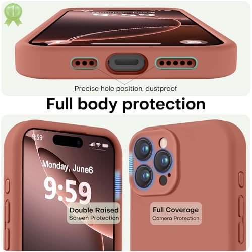 Image of LOVE 3000 Designed for iPhone 16 Pro Case, Premium Silicone with [Soft Anti-Scratch Microfiber Lining] Shockproof Protective Phone Case for Men Women Girls 6.3 inch, Caramel