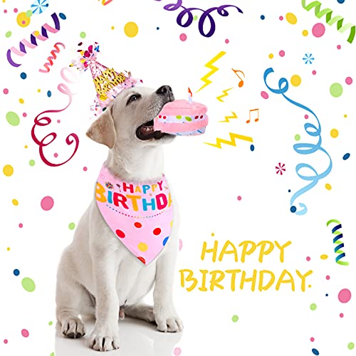 4 Pieces Girl Dog Birthday Outfit Dog 1st Birthday Girl Bandana with Hat and Dress Girl Set, Puppy Birthday Party… - Image 5