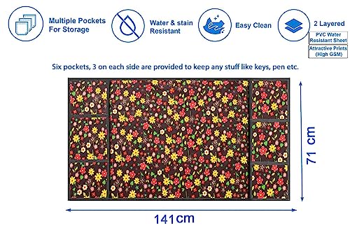 Image of Stylista Refridgerator top Cover Suitable for Samsung RS76CG8003S9HL, 653 Liter Fridge, Dimension (WXD) 71x141 CM, Mini Floral Pattern Multicolor