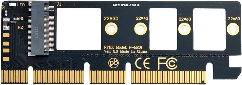 cablecc NGFF M-Key NVME M.2 SSD to PCI-E Express 3.0 16x X4 Adapter Without Bracket Black