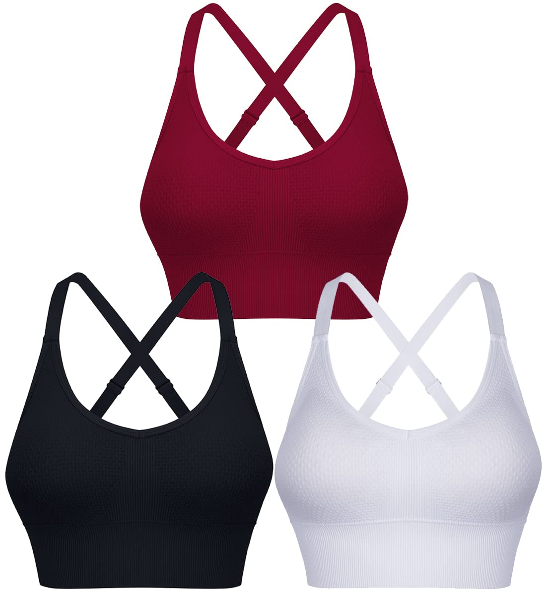 ANGOOLStrappy Sports Bras for Women - Medium Support Wirefree Yoga Bra Activewear