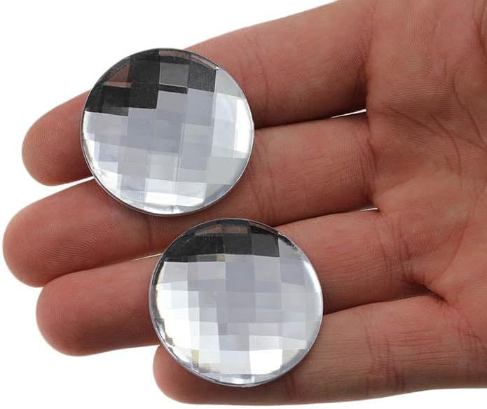 KraftGenius 35mm Crystal H102 Flat Back Round Acrylic Rhinestones Plastic Circle Gems for Costume Making Cosplay Jewels Pro Grade Embelishments - 6/CNT