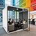 Soundproof Office Pod Booth,Sound Booth,Privacy 4-6 Person Office Pod 98.43W 75.20D 89.76H Inches,Vocal Booth for Music with LED Lighting System,Fans Outlet and USB Ports