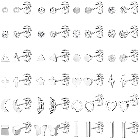 JeweBella 24 Pairs Small Stud Earrings Set Cover