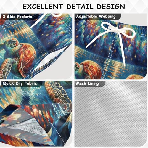 Kids Swim Trunks, Anti-Chafe Swim Trunks Boys 2 T, Sea Turtle Under Night3