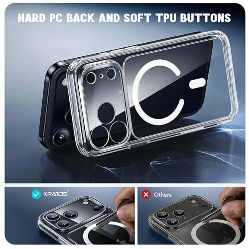 Image of Kratos Transparent Clear Case Cover Compatible with iPhone 17 Pro Max - Anti-Yellowing, Wireless Magnetic Charging Case with Raised Edge Camera & Screen Protection, Shock-Resistant Design