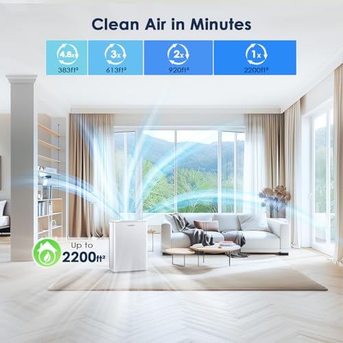 AMEIFU Air Purifiers for Home Large Room up to 2300sq.ft, H13 True Hepa Air Purifiers for Pets Hair, Dander, Smoke, Pollen, 3 Fan Speeds, 5 Timer Air Cleaner - Image 4