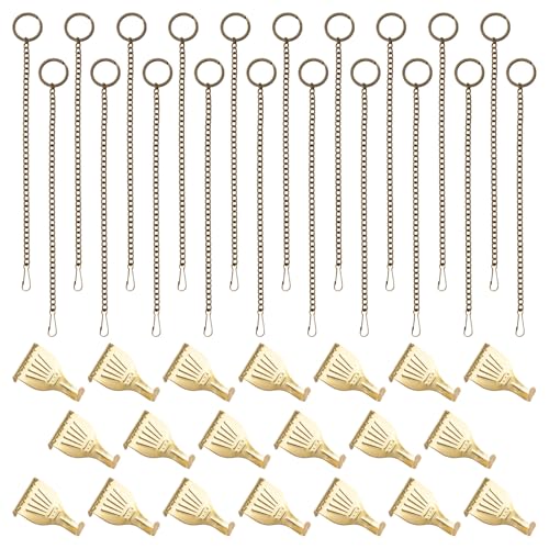 Image of Picture Hanging Kit 20Pcs Picture Rail Hooks with 20Pcs Chains Metal Rail Hanging Hooks Picture Display Hanging System for Wall Picture, Exhibition (Gold /Bronze)