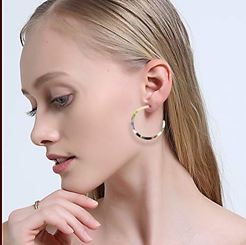 6-12 Pairs Leopard Hoop Earings Lightweight - Bohemia Statement Hoops Acrylic Resin Round Circle Stud Earring Set - Drop Dangle Ecetate Earrings Green Pink Red for Women3