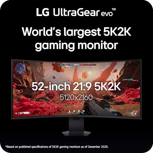 Image of LG 52G930B-B 52-inch Ultragear evo G9 5K2K (5120x2160) Curved Gaming Computer, 240Hz, 1ms, AMD FreeSync Premium, VESA DisplayHDR 600, DP 2.1, HDMI 2.1, USB-C 90W PD, Tilt /Height /Swivel Stand, Black