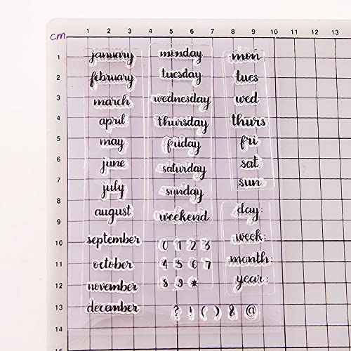 Week Month Year Date Clear Stamps Calendar Number Pattern Transparent Seal Stamps For Holiday Card Making Decoration And Diy Scrapbooking Album Diy Crafts #TOP5