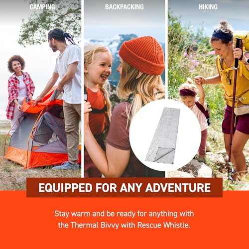 S.O.L. Survive Outdoors Longer SOL Thermal Bivvy con Silbato de Rescate, Plateado, 80% Calor, 84" x 34" miniatura 6