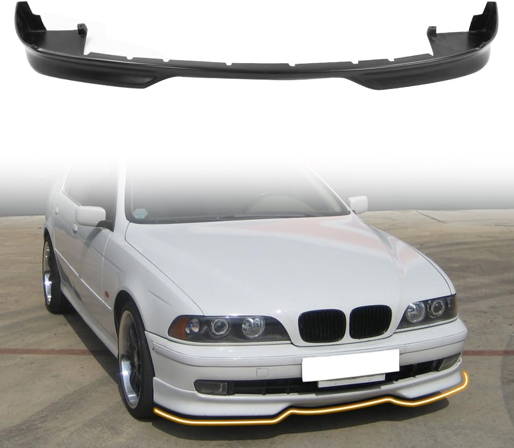 Front Bumper Lip Spoiler, Compatible with 1997-2000 BMW E39 5-Series, PU Black M-Tec Style Add-on Front Splitter Air Dam Chin Protector