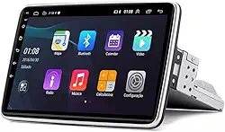 H-TECH Central Multimidia 10pol 1Din Tela Rotativa Android 12 Carplay Android Auto