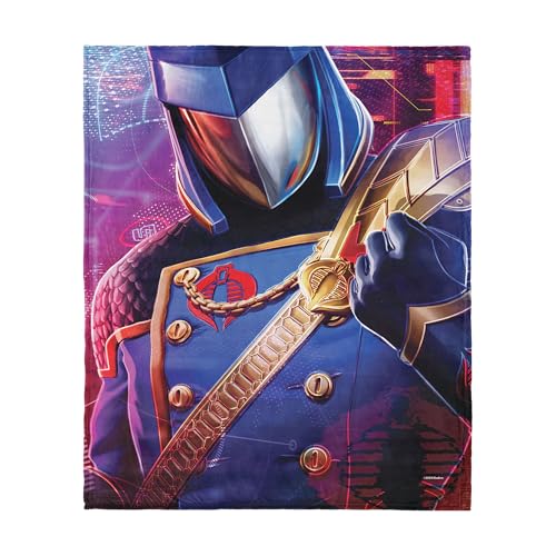 Image of NORTHWEST G.I. Joe Profile Gallery Cobra Commander Silk Touch Throw, 50 x 60 in – Official Hasbro Cartoon Fleece Blanket, Ultra-Soft Retro Bedding for Bed or Couch