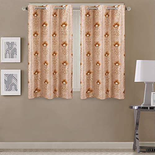 Image of Queenzliving Secret Linen Curtain, Window 5 feet- Pack of 2, Brown