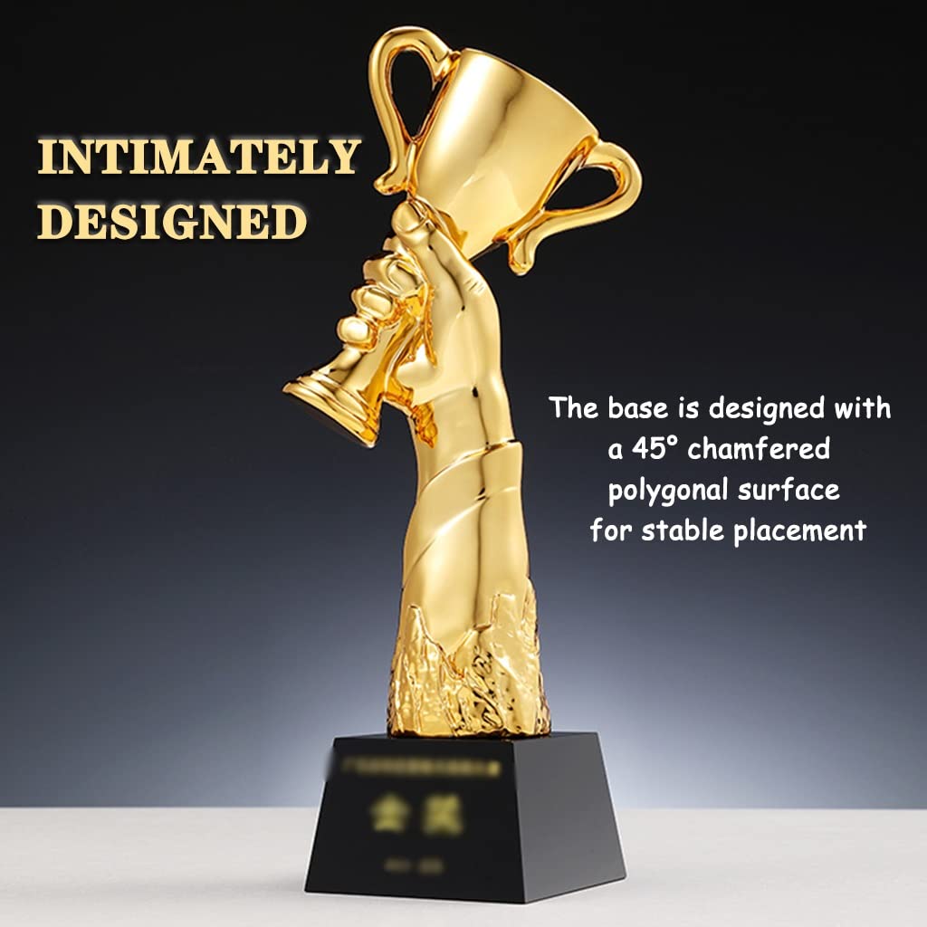 Trofeo Lindas Copas De Trofeo De Grabado 3D, Trofeo De Gloria De Resina Creativa, Premio Campeón De Ventas, Copa De Premios Chapada En Oro, Paquete De Regalo (Color : Gold Black, S : 8 * 28cm)