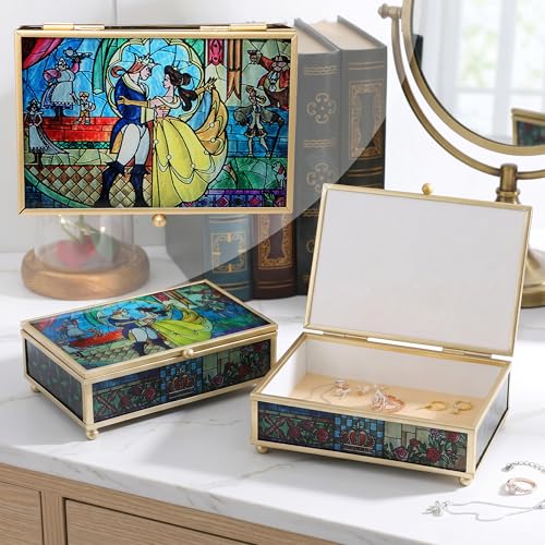 Glass Jewelry Case with Belle and the Prince, 