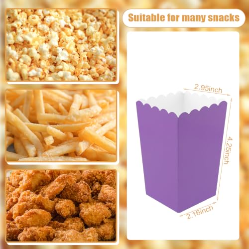 Image of 50 Pcs Popcorn Boxes Mini Paper Popcorn Box Cardboard Popcorn Container for Party Disposable Snack Candy Popcorn Bags Popcorn Holder for Movie Nights Birthday Wedding (Purple)