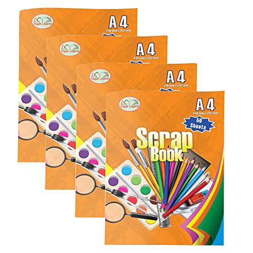 Juego de 4 álbumes de recortes A4 de colores surtidos, 50 hojas para manualidades, álbumes de fotos familiares para niños y adultos.