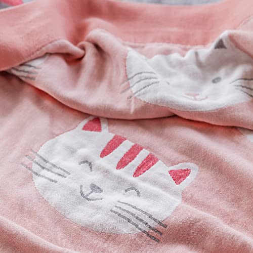 Scientific Sleep Kitty Cats Cartoon 100% Cotton Muslin Blanket Throw Cover For Bed Chair Sofa Kids Girls Cozy Cuddle Soft Reversible Bedding Blanket Coverlet (21, Twin (59 In X 78 In)) #TOP3