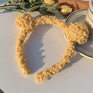 yqs Spa Facial Hoofdband, Leuke Kasjmier Bloem hoofdband Gezicht wassen Gewei Cartoon Pluche Haarband Kleine Beer Lam…