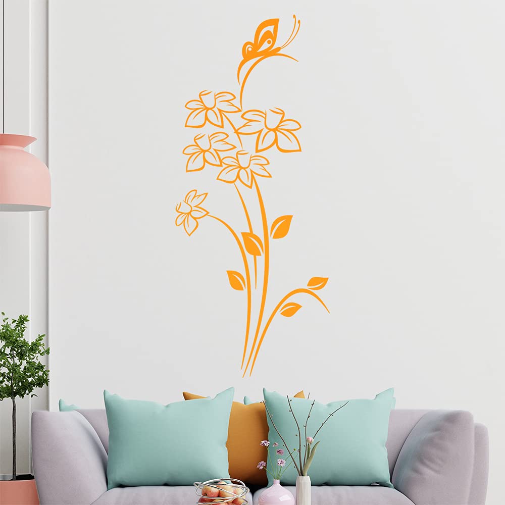Kiwistar Adesivo Murale Ornament Set I – Ibisco E Farfalla, Colore Blu Genziana, 30x21 Cm – Decorazione Fai Da Te Per Pareti, Mobili, Piastrelle