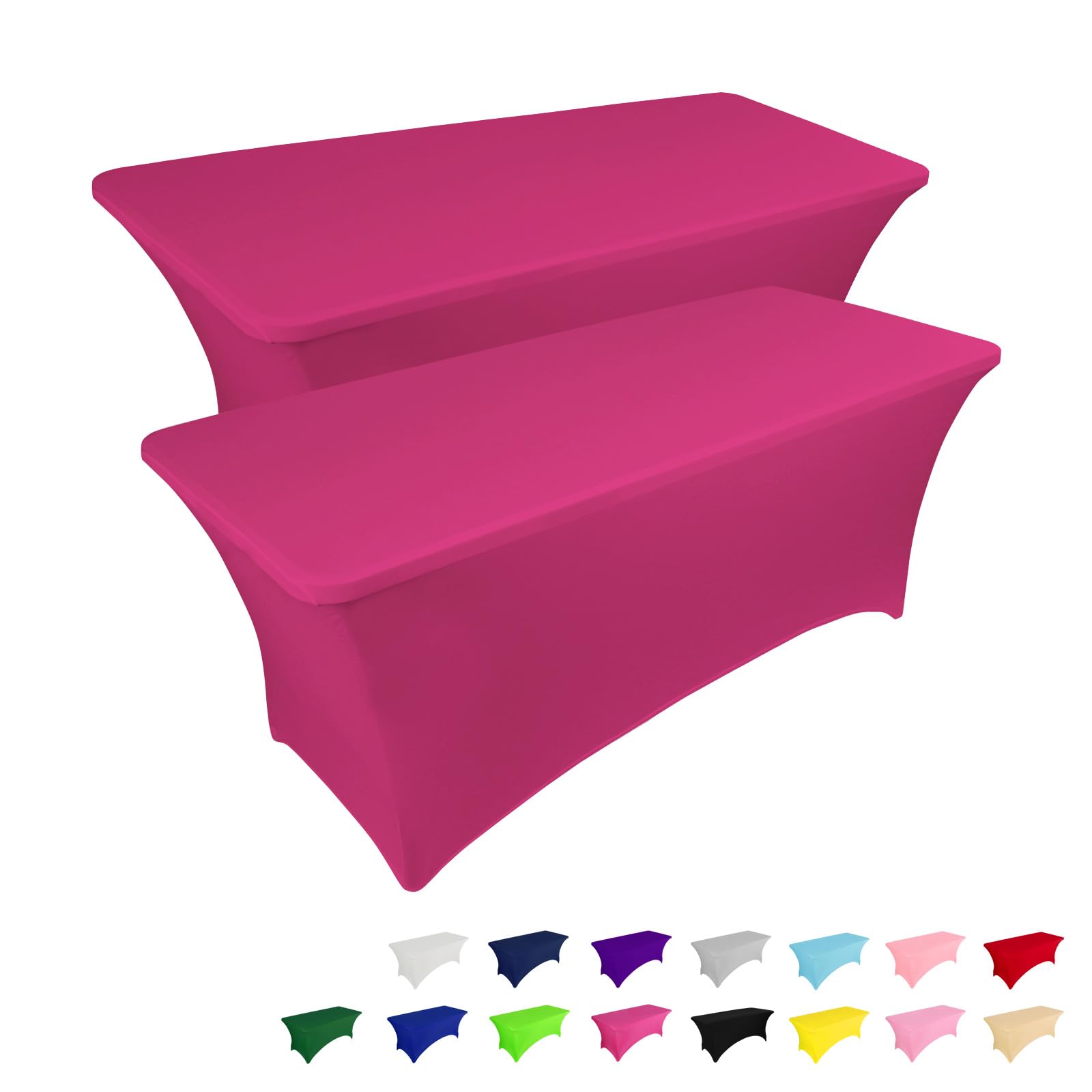 IVAPUPU 2 Pack 6FT Table Cloth for Rectangular Fitted Events Stretch Fuchsia Table Covers Washable Table Cover Spandex Tablecloth Table Protector for Party, Wedding, Cocktail, Banquet, Festival