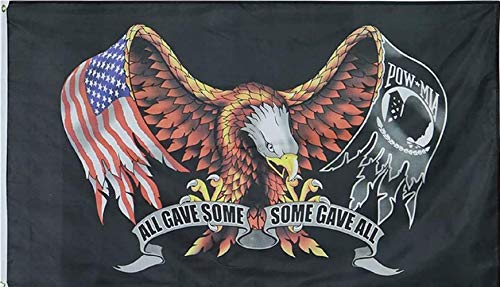 Pow Mia Eagle Flag 3x5 FT, Outdoor Polyester Flags, All Gave Some Some Gave All Flags,Double Stitched Flags with Brass Grommets and Stronger Header. (3X5)