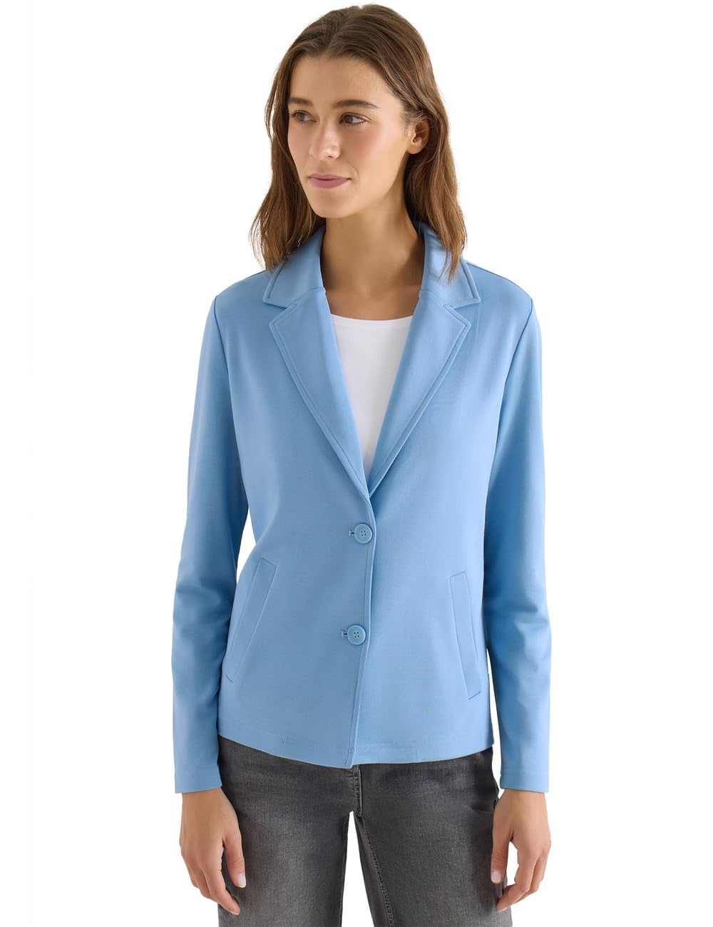 Cecil Sweatblazer – Damen, Reverskragen, cloud blau, Webstoff