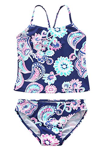 Girls Two Piece Tankini Swimsuit Hawaiian Ruffle Swimwear Bathing Suit Set4
