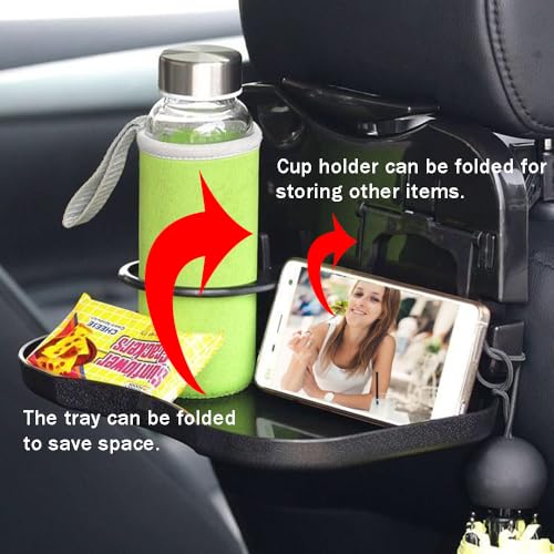 Bandeja organizadora plegable con portavasos para carro miniatura 2