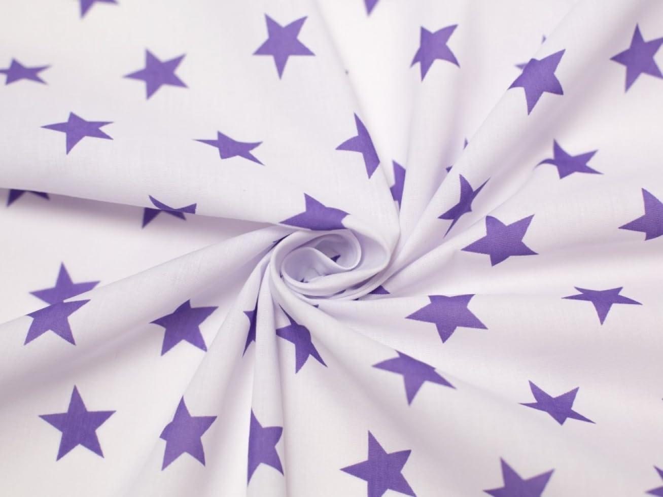 Minerva White Stars Print Polycotton Dress Fabric & Purple - Per Metre