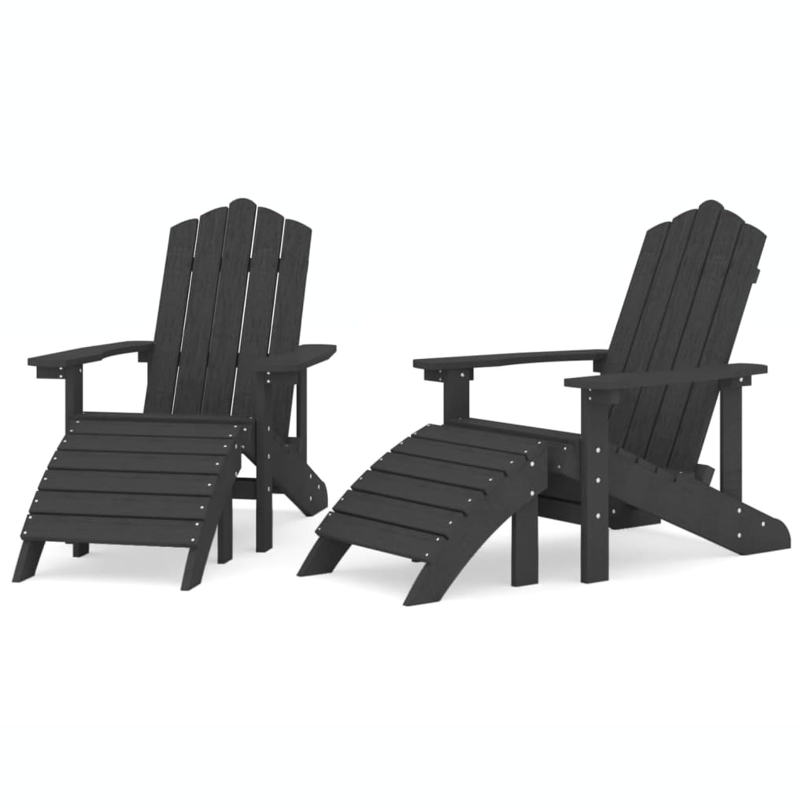 GuyAna Sedie Giardino Adirondack 2 pz con Poggiapiedi HDPE Antracite,Sedie da Giardino,Sedie da Esterno,Sedie Giardino Esterno,Arredo Giardino per Esterno