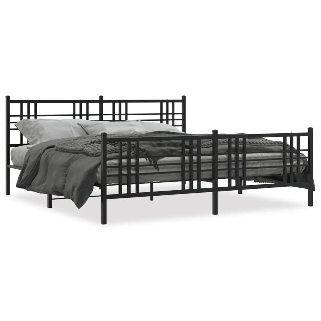 VIDAXL Metal Bed Frame Black 187x219cm
