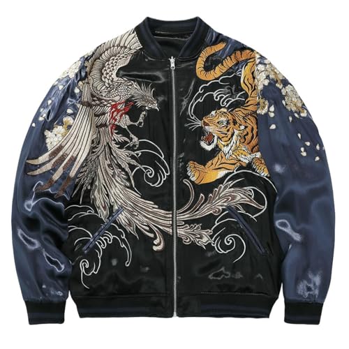 Veste streetwear chinois réversible homme veste baseball brodée