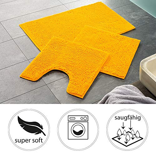 PANA 'Paris' Badeteppich-Set • Flauschige Vorleger für Badezimmer und WC • Badteppich rutschfest & waschbar • Chenille… – Bild 3