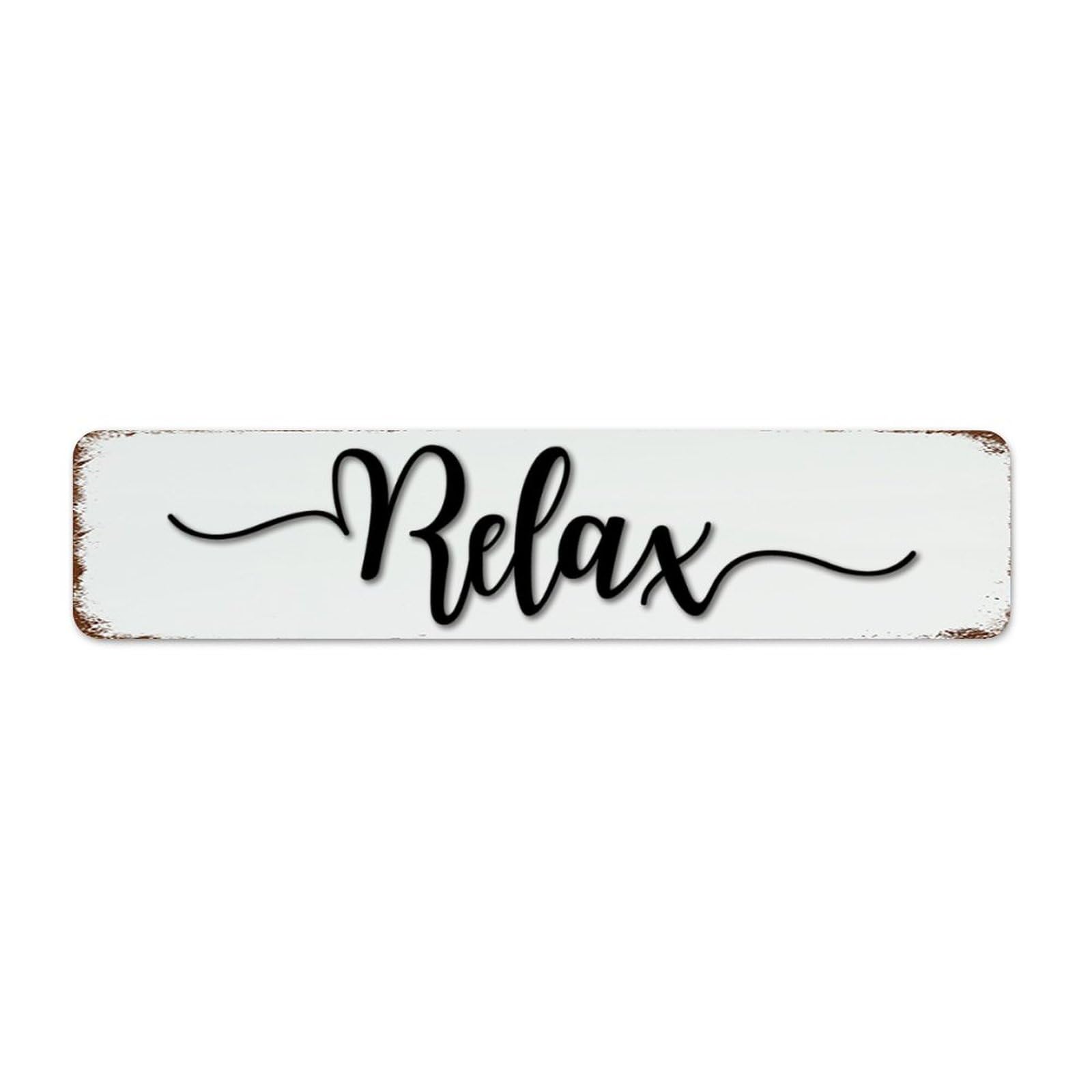 Relax 4x18 Inch Metal Tin Sign Country Garden Room Dining Room Room Decor for Men Garage Signs Letter Monogram Script Font Aluminum Metal Sign for Laundry