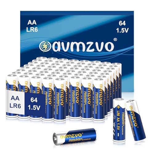 Piles AA LR6 alcalines 1,5V en lot de 64 de puissance durable