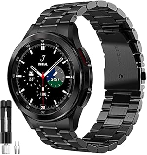VISOOM Compatible with Samsung Galaxy Watch 4/Galaxy Watch 5 40mm 44mm/Watch 5 Pro/Watch 4 Classic 42mm 46mm,No Gap Stainless Steel Smartwatch Replacement Band 20mm Metal Watch Strap Men(Black)