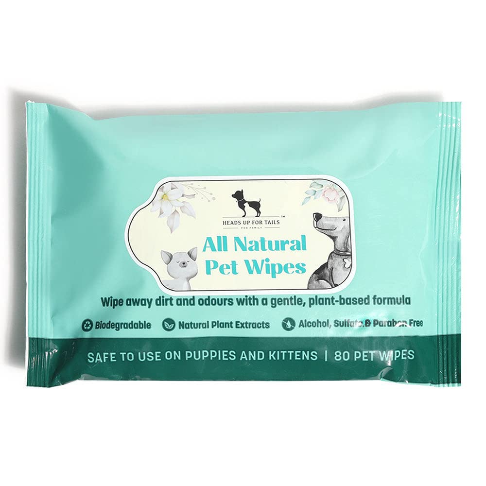 Heads Up For Tails Biodegradable Pet Wipes (80 Wipes - Pack of 1) (B09X989HZH) Amazon Price History, Amazon Price Tracker