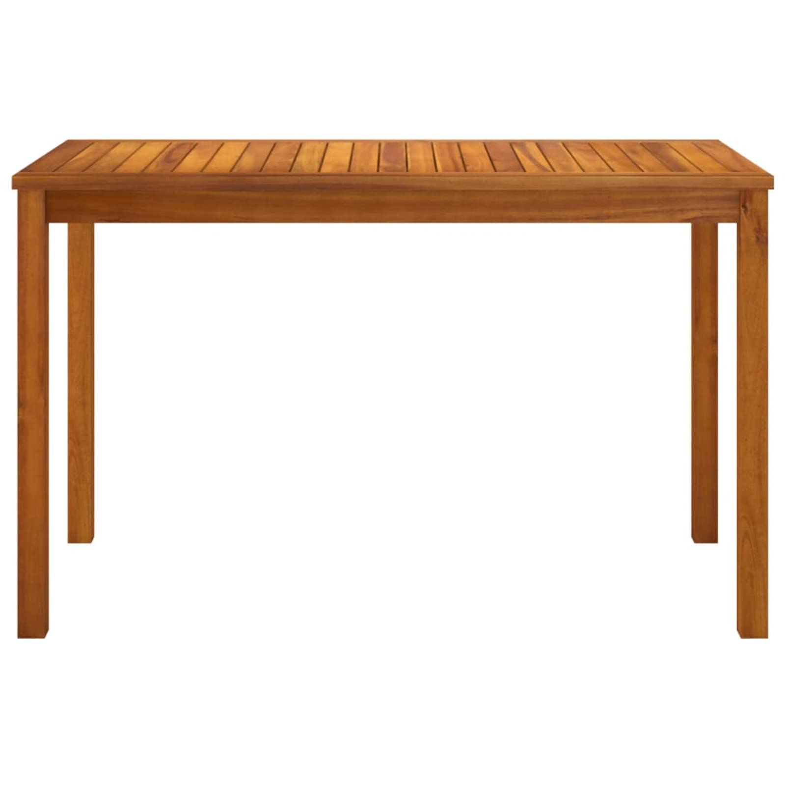 Stół ogrodowy 110 x 55 x 67 cm z litego drewna akacjowego, prostokątny stół z metalową ramą, blat o wyglądzie drewna do ogrodu