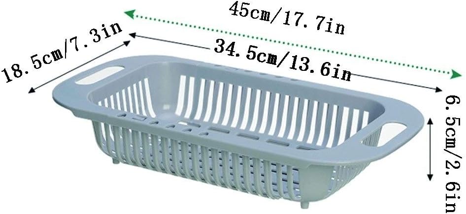 Plastic Collapsible Colander Over the Sink Vegetable Fruits Strainer with Extendable and Adjustable Drain Basket Kitchen White
