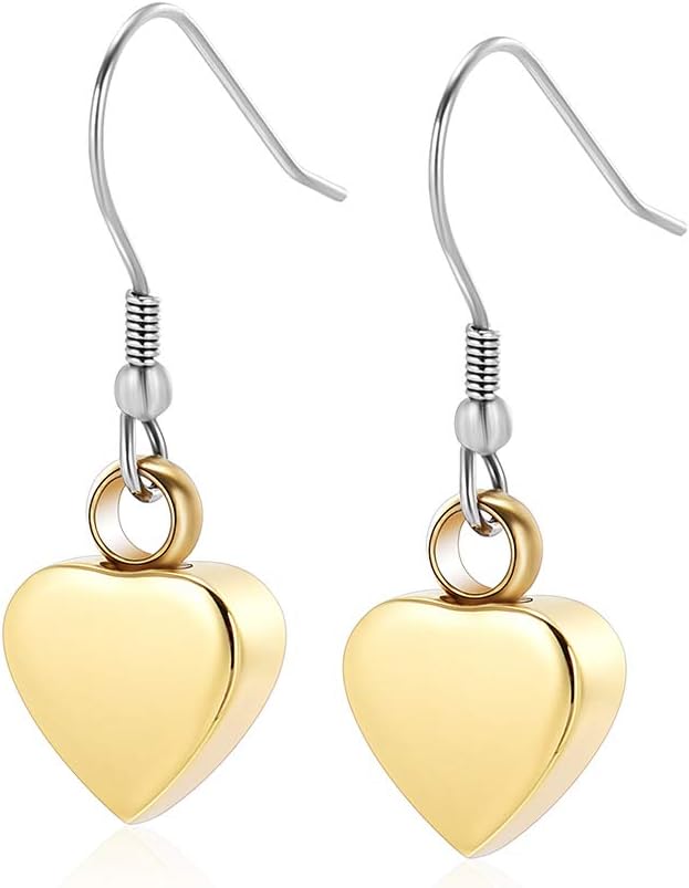 shajwo Heart Drop Urn Ash Earrings for Ashes Cremation Urn Keepsake Memorial Earrings Holder for Human Ashes Jewelry for Women Pet