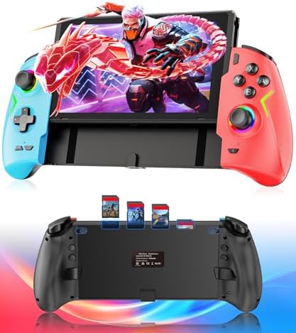 （15:30時点） Switch コントローラー【2025年業界初】ダブルホール機能 Switch/OLED対応 無線 ワイヤレス接続 4階段HD振動 人間工学デザイン グリップ式 9色RGBライト マクロ機能 ドリフトなし スリープ解除 連射 6軸ジャイロ 背面ボタン付き 1000mAh スイッチ 携帯モード専用 日本語取扱説明書付き
