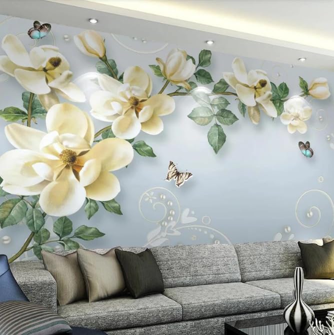 Papier peint photo 3D fleur moderne pour agrandir un mur blanc terne 350x256cm