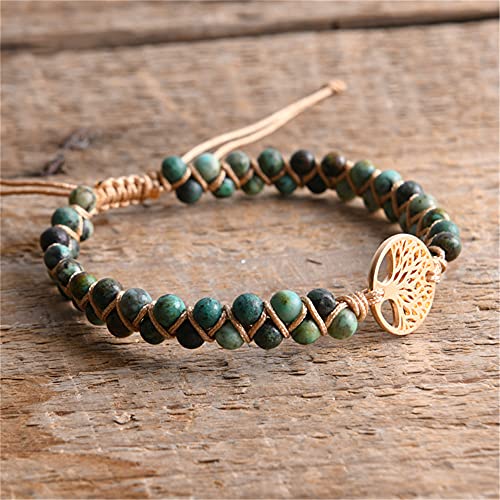 Image of YGLINE Boho Handmade Natural Stone Bead 3 Row Wide Wrap Wrist Statment Bracelet Jewelry Collection