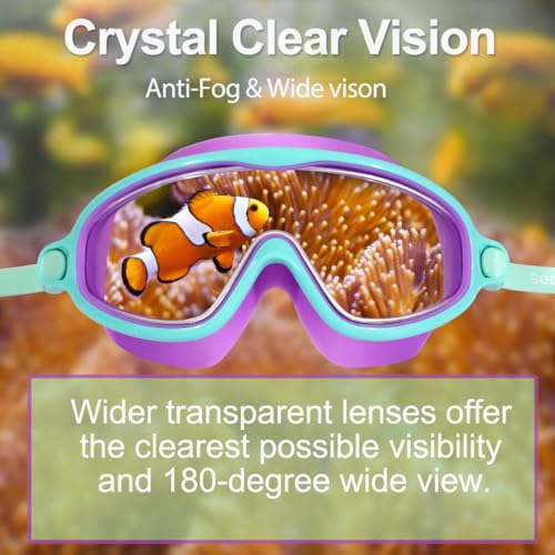 Image of Seago Swim Goggles 2 Pack Anti-Fog Anti-UV Wide View Swimming Goggles for Kids 3-14
