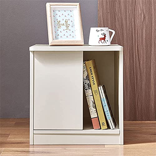 Table de chevet bois petite commode de chambre avec porte meuble d'appoint beige