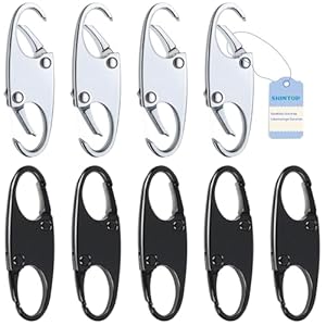 Reisverschlüse, 10 Stück Diebstahlsicherung Rucksack Zipper Reißverschluss Clip für Gepäck, Rucksack, Geldbörse Geschlossen zu Schlösser(Schwarz, Silber)